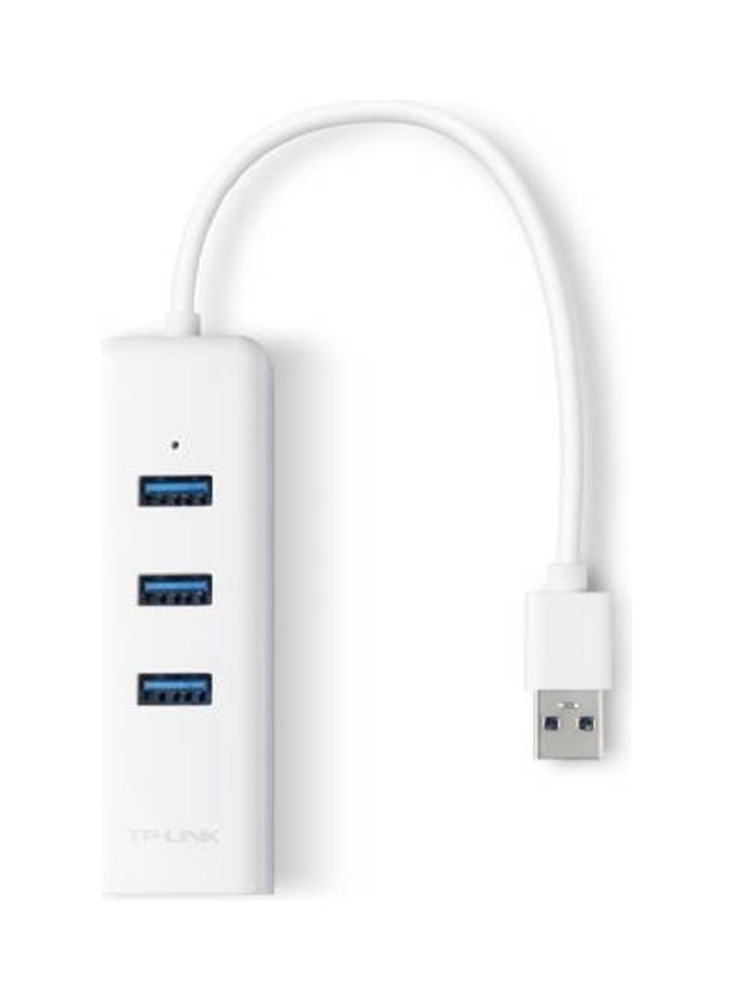 UE330 USB 3.0 3-Port Hub & Gigabit Ethernet Adapter 2 in 1 USB Adapter White