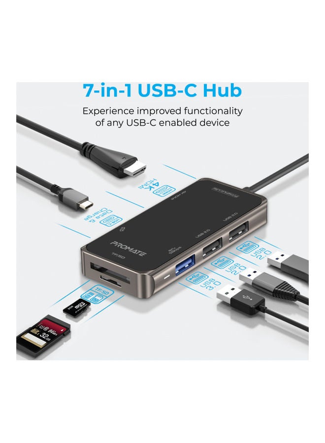 7-in-1 Multi-Port Adapter with 4K HDMI Black