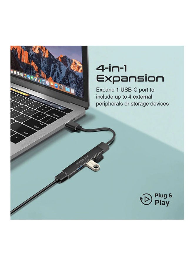 4-in-1 Multi-Port USB-C Data Hub Black