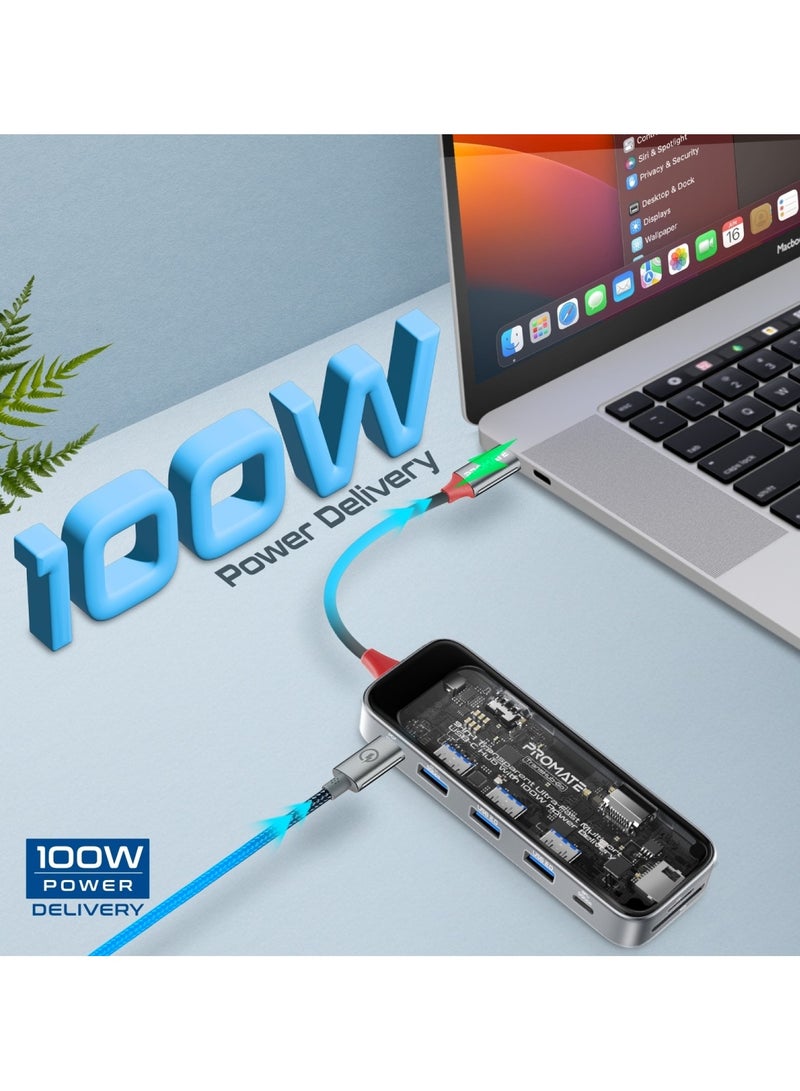 USB-C Hub, 9-In-1 Premium Multi-Display Media Hub With Prime 4K@60Hz HDMI, 1000Mbps High-Speed LAN, SD/TF Card Slot, Dual USB-A 5Gbps Ports, 100W USB-C Power Delivery For MacBook Pro Black