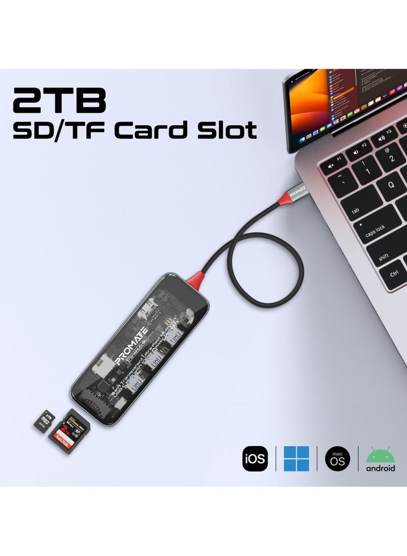 USB-C Hub, 9-In-1 Premium Multi-Display Media Hub With Prime 4K@60Hz HDMI, 1000Mbps High-Speed LAN, SD/TF Card Slot, Dual USB-A 5Gbps Ports, 100W USB-C Power Delivery For MacBook Pro Black
