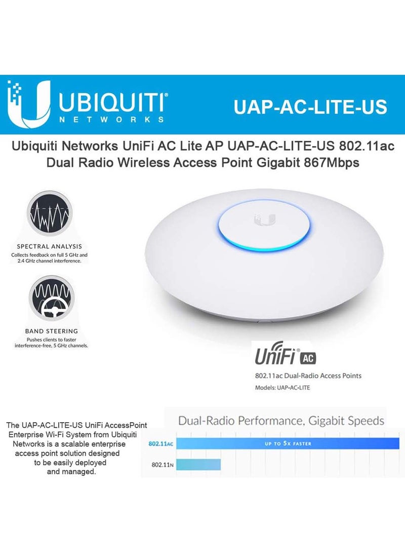 Networks UAP AC LITE UniFi AP AC LITE 802.11AC Gigabit Dual Radio PoE (UAP-AC-LITE) White