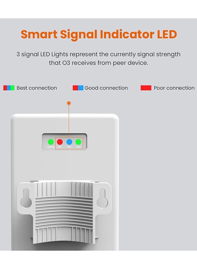 Outdoor Access Point Wi-Fi 2.4GHz 11N 150Mbps, 2 * 10 / 100Mbps Ethernet Port, Passive PoE, -30 ℃ ~ 60 ℃, IP64 Waterproof Enclosure, 6000V Lightning Protection(O3) White