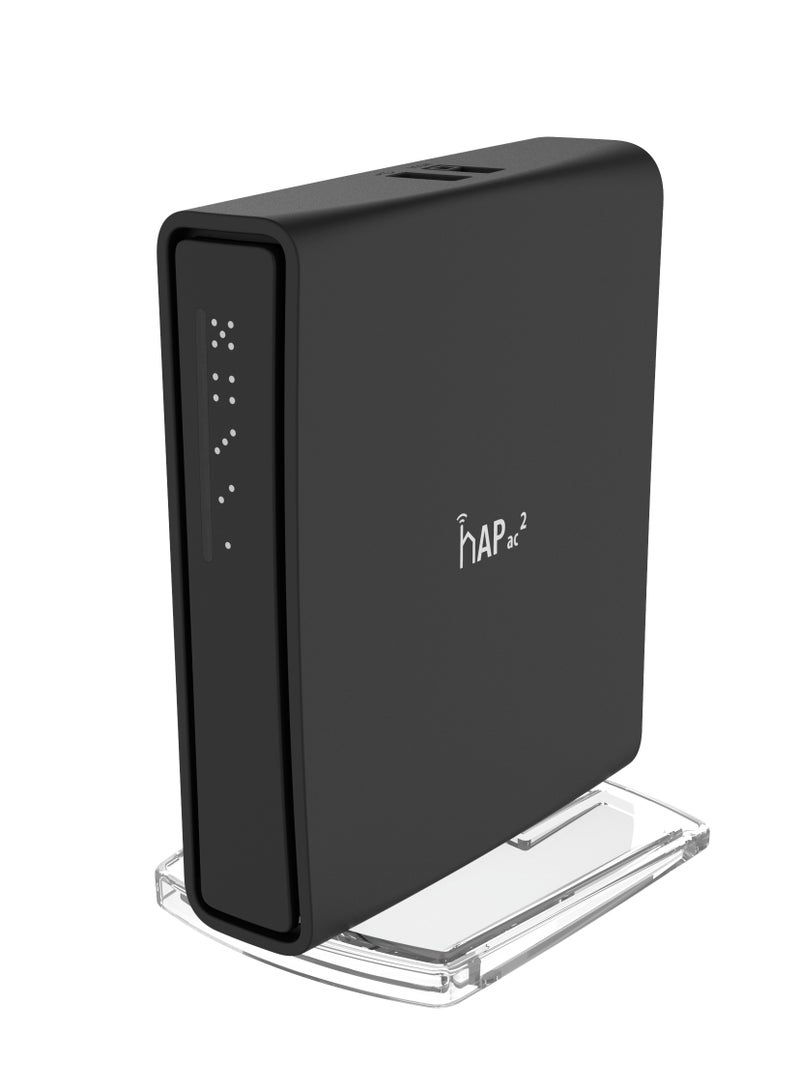 HAP Ac² Dual-Concurrent 2.4/5GHz AP, 802.11a/b/g/n/ac, Five Gigabit Ethernet Ports, USB For 3G/4G Support, Universal Tower Case And IPsec Hardware Encryption Support Black