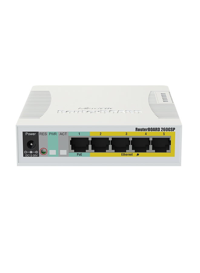 5-Port Gigabit PoE Out Ethernet Smart Switch With SPF Cage White
