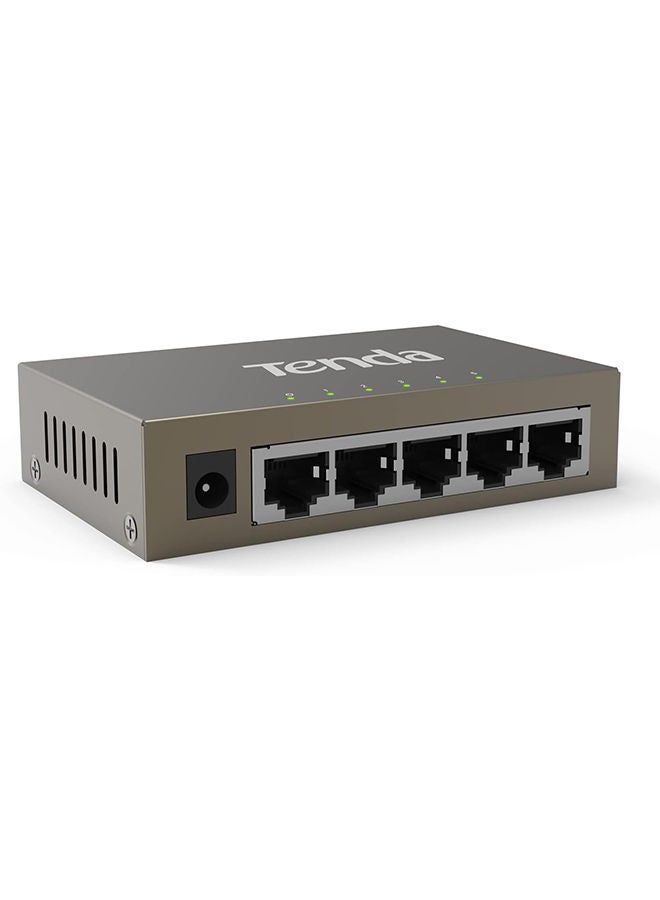 TEG1005D, 5-Port Gigabit Ethernet Switch, Unmanaged Ethernet Splitter, Network Switch Hub, Traffic Optimization, Plug & Play, Fan-less Metal Design, Limited Lifetime Protection Grey