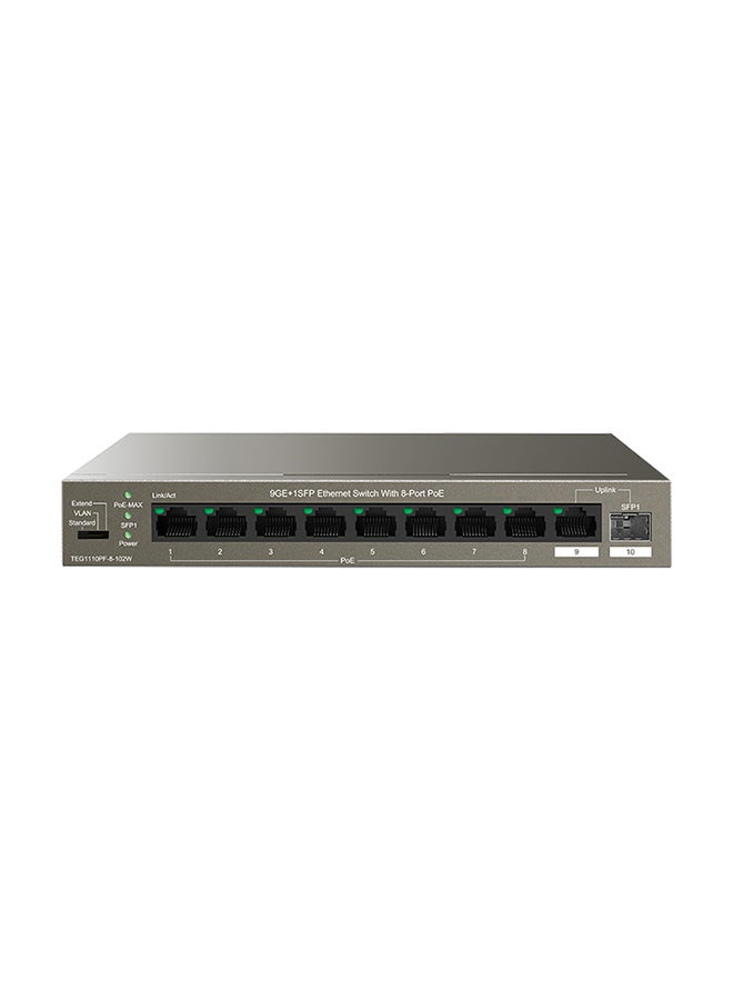 TEG1110PF-8-102W   9GE+1SFP Ethernet Switch With 8-Port PoE Grey