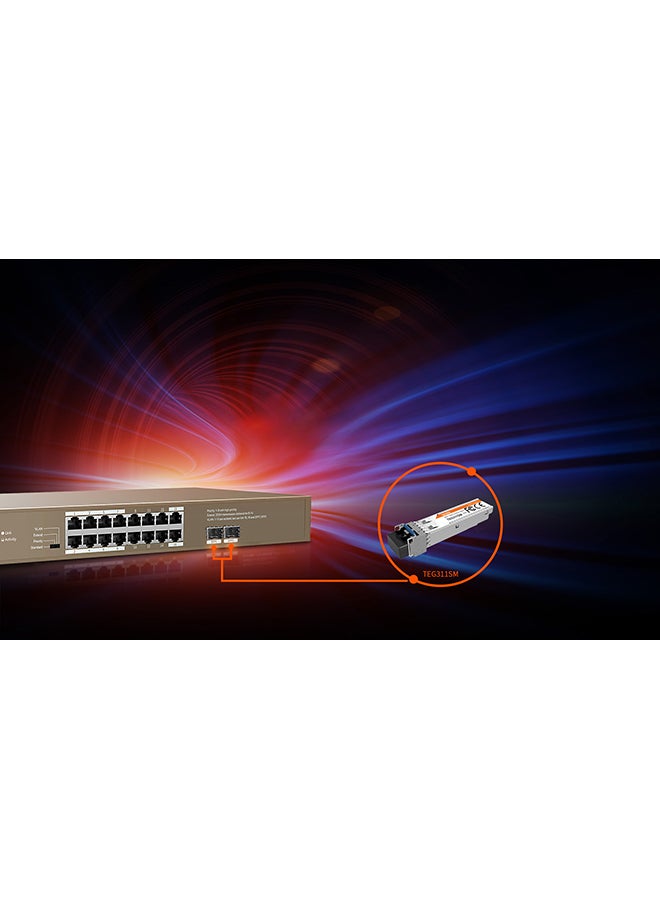 TEG1118P-16-250W 16GE+2SFP Ethernet Switch With 16-Port PoE Grey