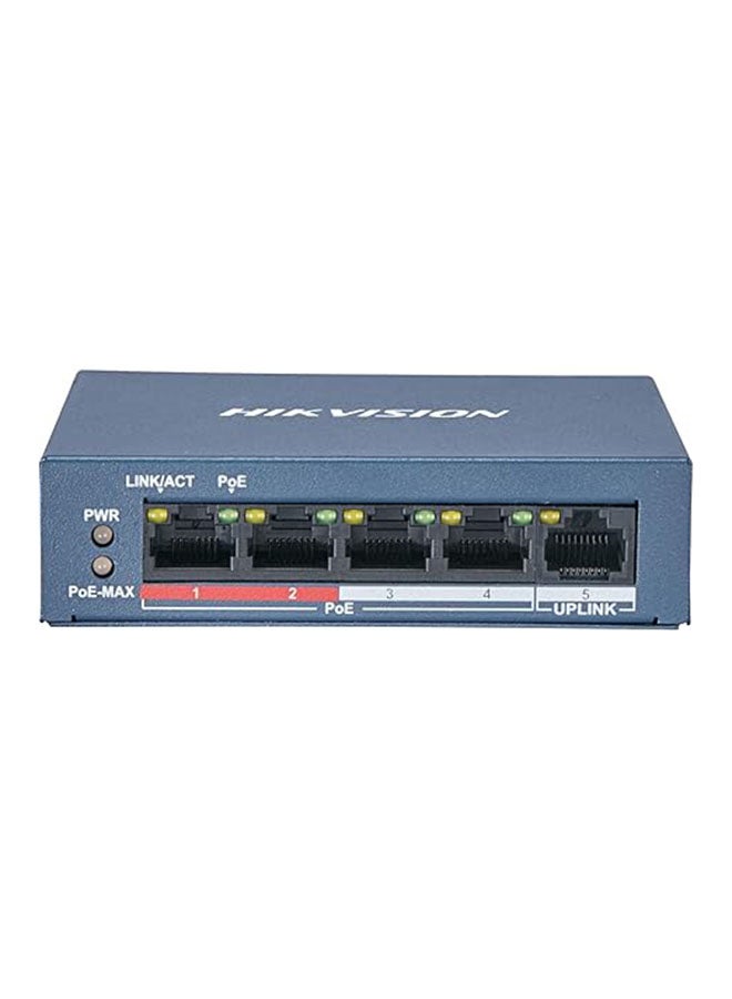 DS-3E0105P-E/M(B) Switch, 4 X 100m Poe Ports & 1 X 100m Ethernet Port, Supports Poe Power Supply and Extend Mode, Wire-speed Forwarding & Non-blocking Design BLUE