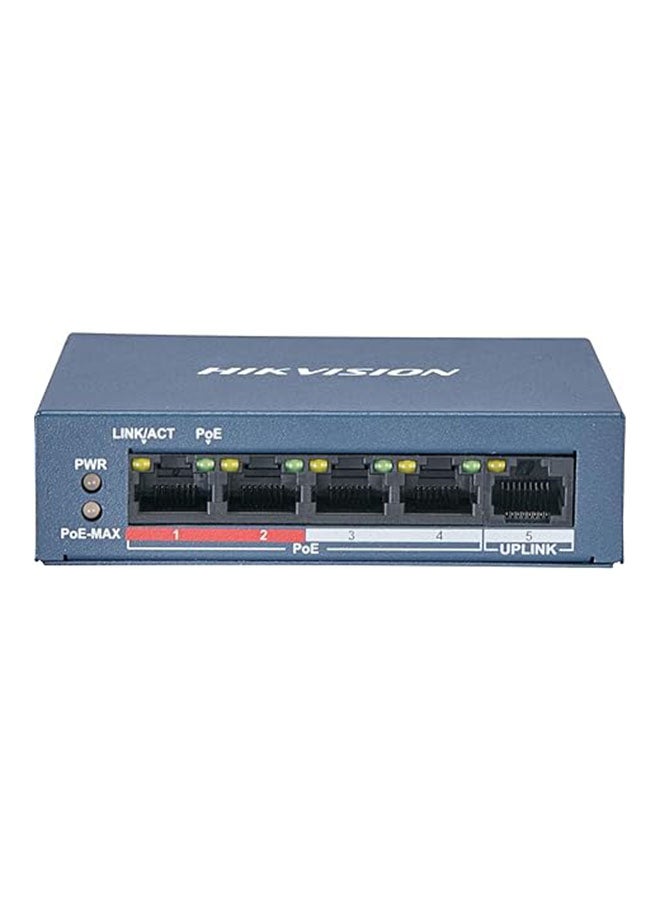 DS-3E0105P-E/M(B) Switch, 4 X 100m Poe Ports & 1 X 100m Ethernet Port, Supports Poe Power Supply and Extend Mode, Wire-speed Forwarding & Non-blocking Design BLUE