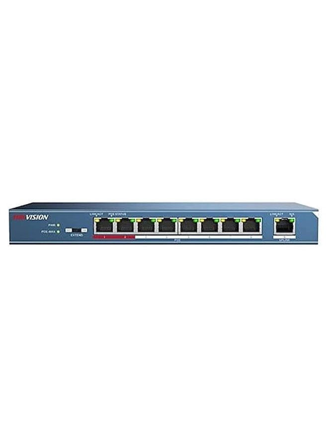 DS-3E0109P-E/M 8 Port Fast Ethernet Unmanaged POE Switch, Up to 300 m Long Range PoE Transmission BLUE