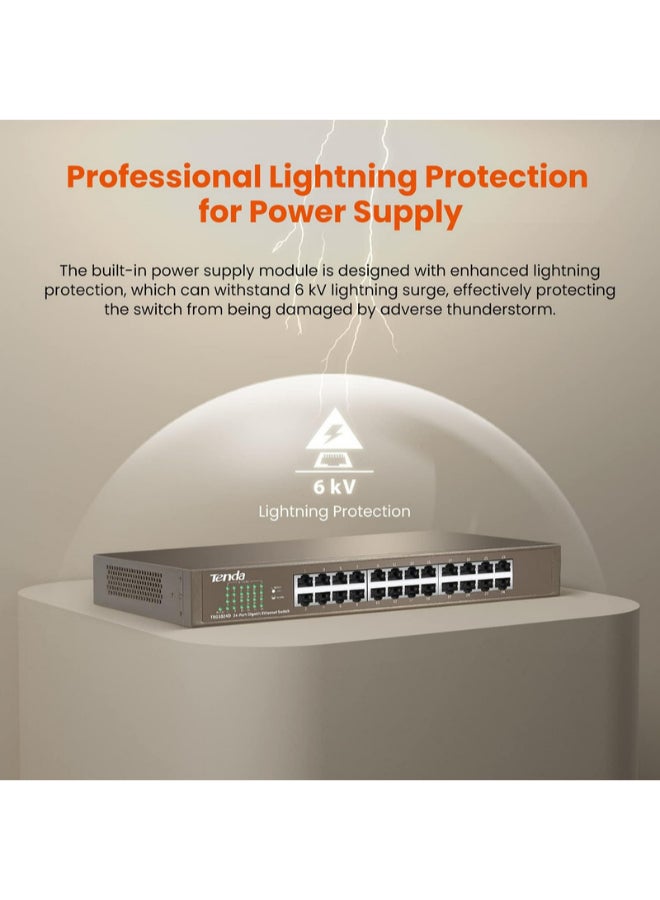 TEG1024D With 24-Port 10/100/1000 Gigabit Switch Brown