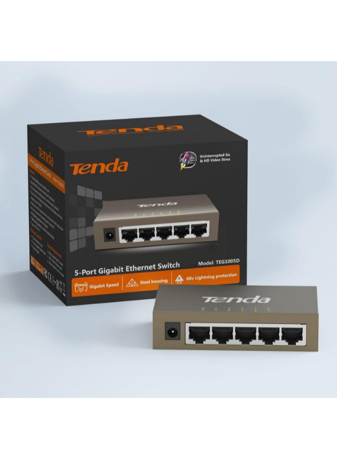 TEG1005D With 5-Port Gigabit Ethernet Unmanaged Switch Desktop Brown