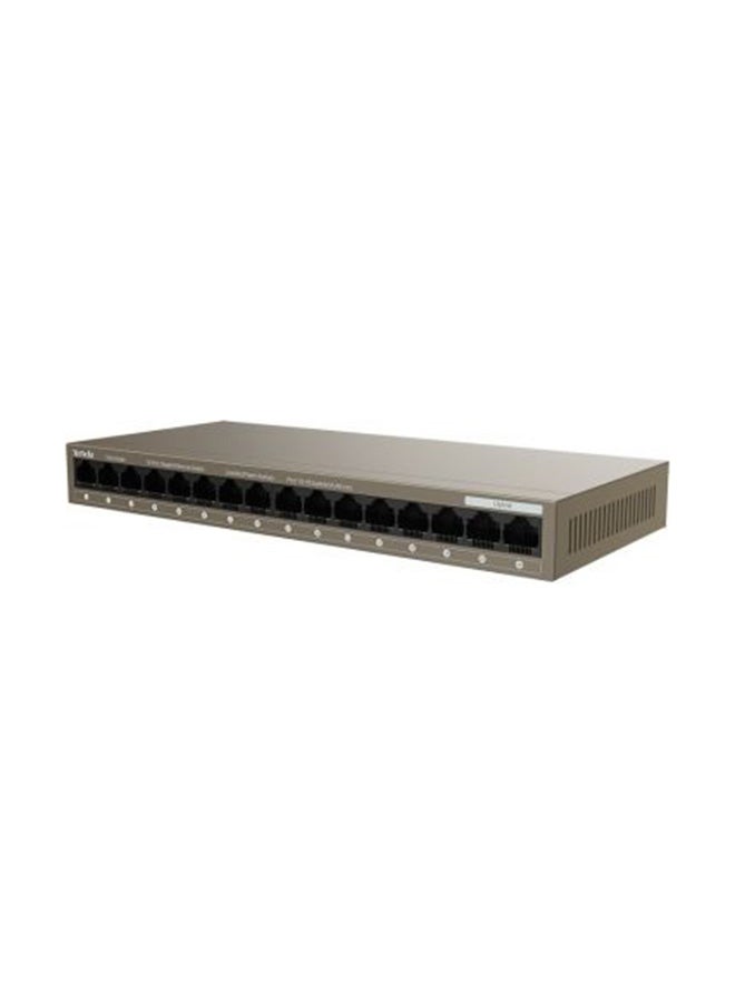 16-Port Gigabit Ethernet Switch, 6 kV Lightning Protection, 32Gbps Capacity, 2Mb Buffer, Mini Steel Shell, One Key VLAN, <12W Power Consumption | TEG1016M Brown