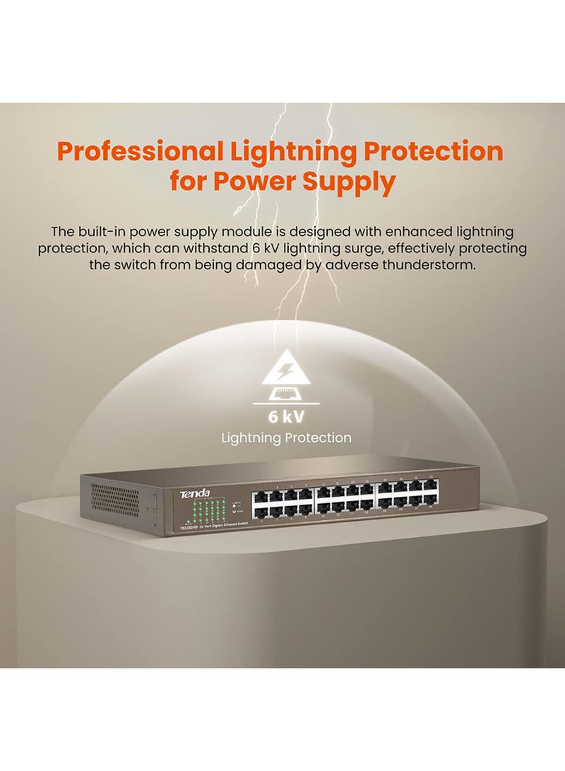 TEG1024D With 24-Port 10/100/1000 Gigabit Switch Brown