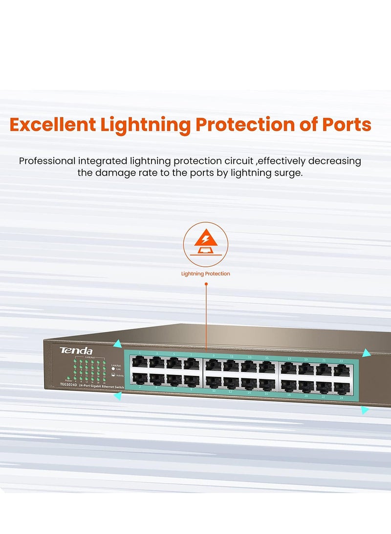 TEG1024D With 24-Port 10/100/1000 Gigabit Switch Brown