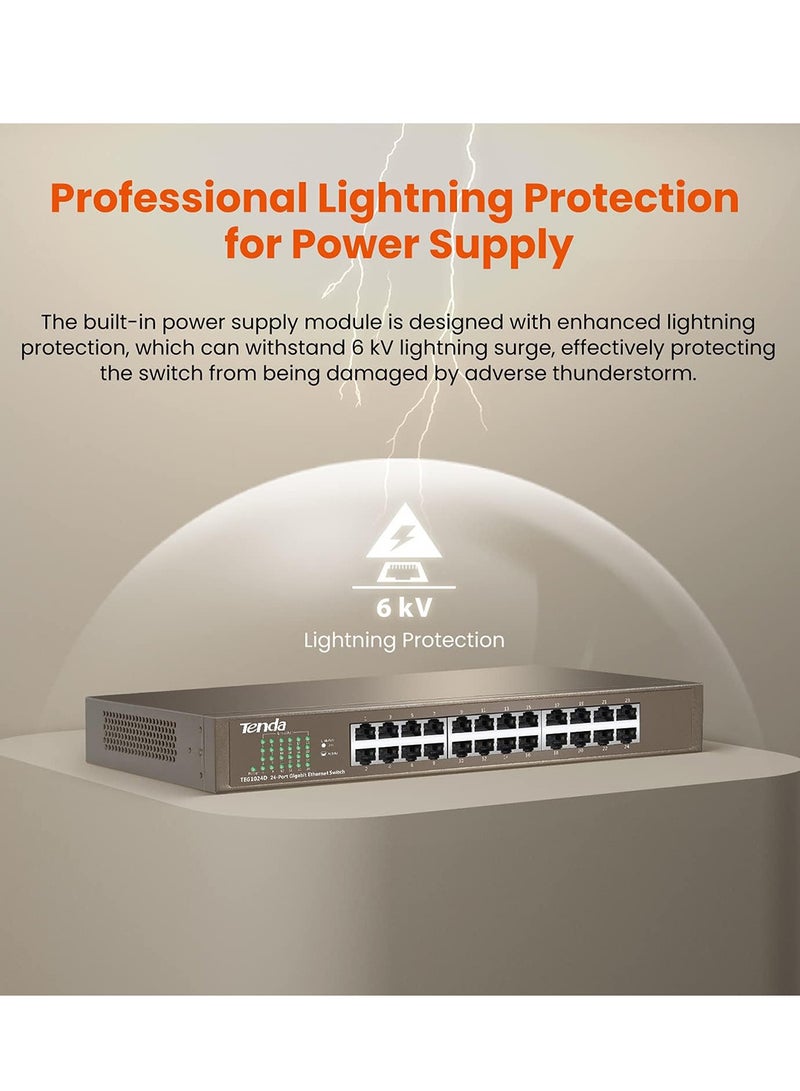 TEG1024D With 24-Port 10/100/1000 Gigabit Switch Brown