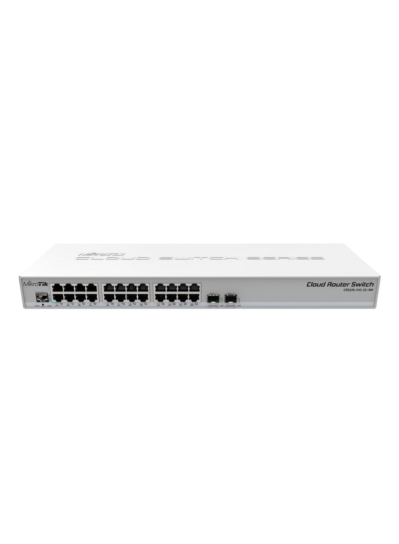 Cloud Router Switch With RouterOS L5, 1U Rackmount Enclosure (CRS326-24G-2S+RM) White