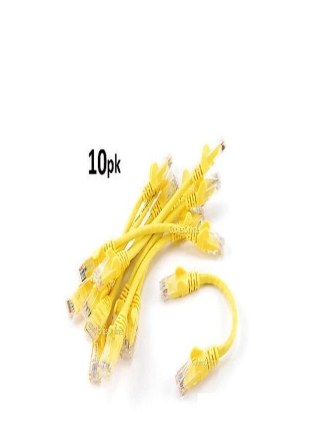 DKURVE 10-Pack Cat6 Ethernet Cable 1 Foot 0.3M Yellow