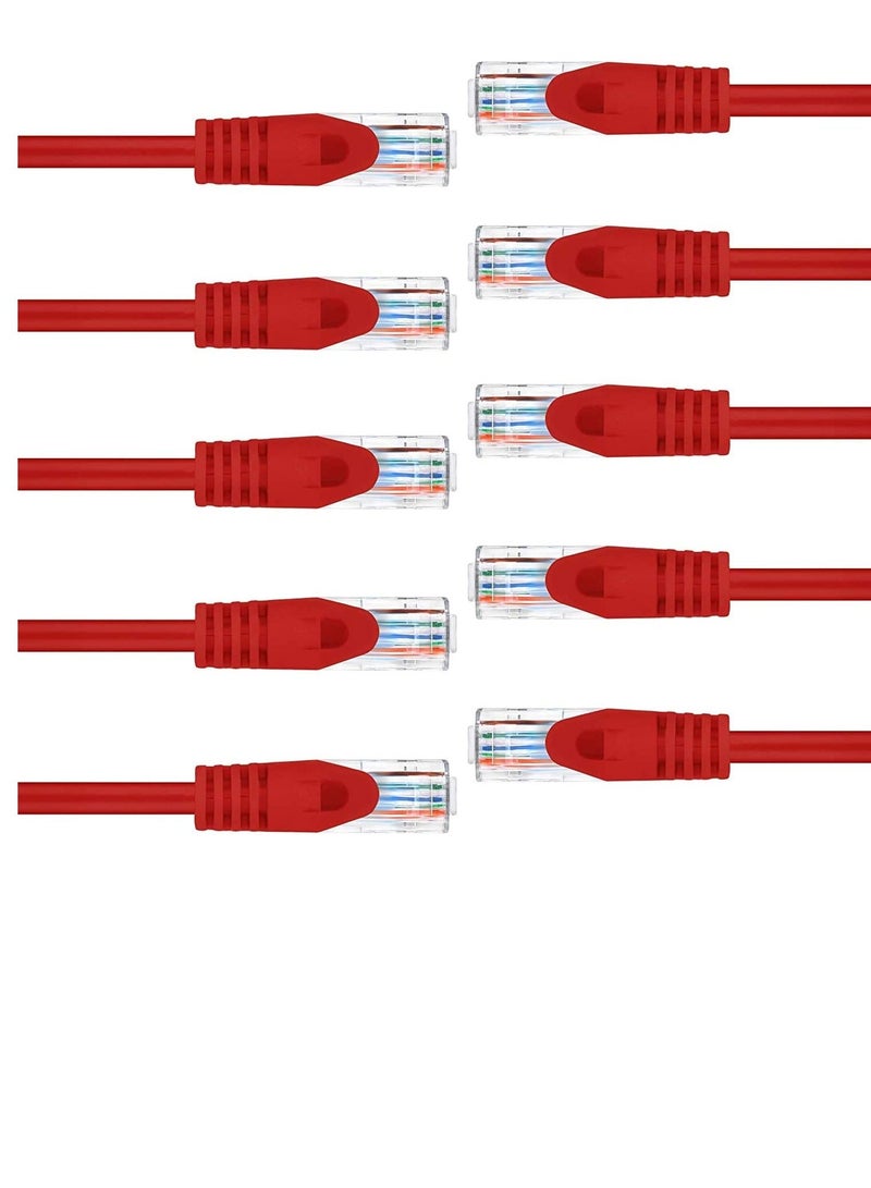 10-Pack, 2M RJ45 Cat6 Snagless 6ft Ethernet Patch Cable (Red)