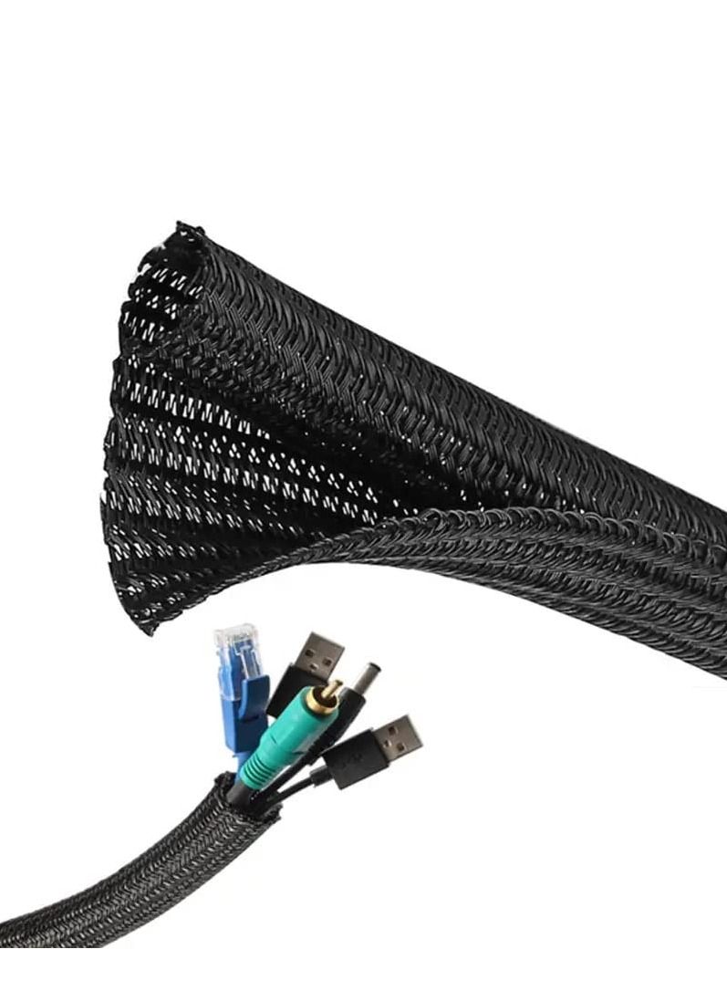 DKURVE® Cable Sleeve Tubing Cord Sock Braided PET Cable Sleeve, Wire Sleeve Management System 5M