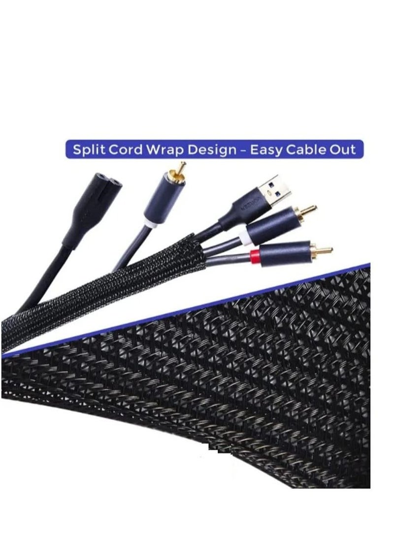 DKURVE® Cable Sleeve Tubing Cord Sock Braided PET Cable Sleeve, Wire Sleeve Management System 5M