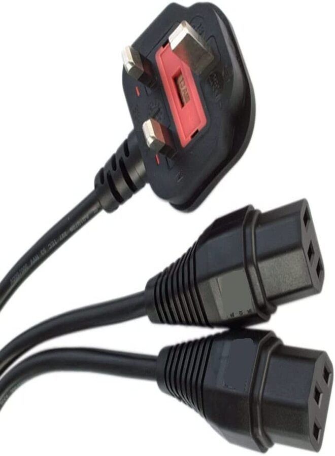 Desktop Power Cord UK Plug to 2 x C13 IEC Dual Kettle Lead Splitter Cable 13A - 2.5M [2.5 meters]