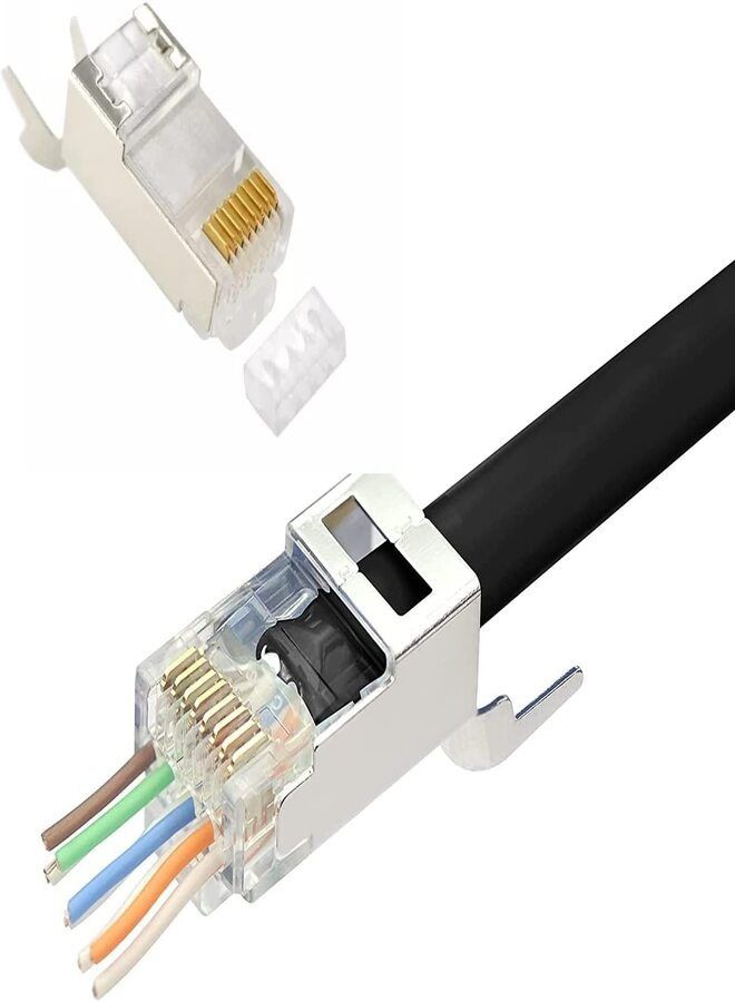 Cat7 Cat6A RJ45 Pass through Connectors Shielded