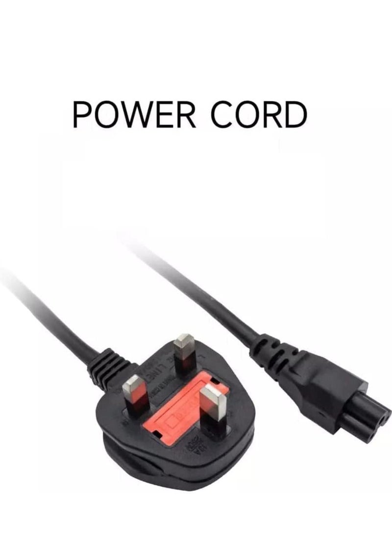 UK Laptop Power Cable 13A 250V with Fuse 3 PIN Plug to C5 Mains Power Cable for Laptop