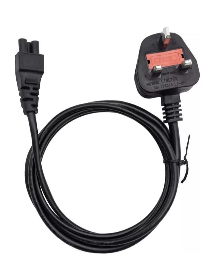 UK Laptop Power Cable 13A 250V with Fuse 3 PIN Plug to C5 Mains Power Cable for Laptop