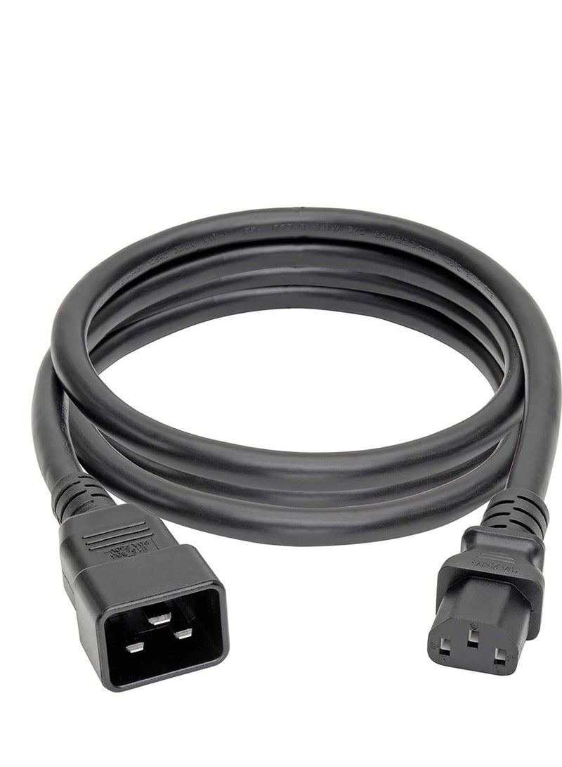 DKURVE® C20 to C13 Extension Heavy Duty Power Cable Black 1.5MM, Length 3Meter