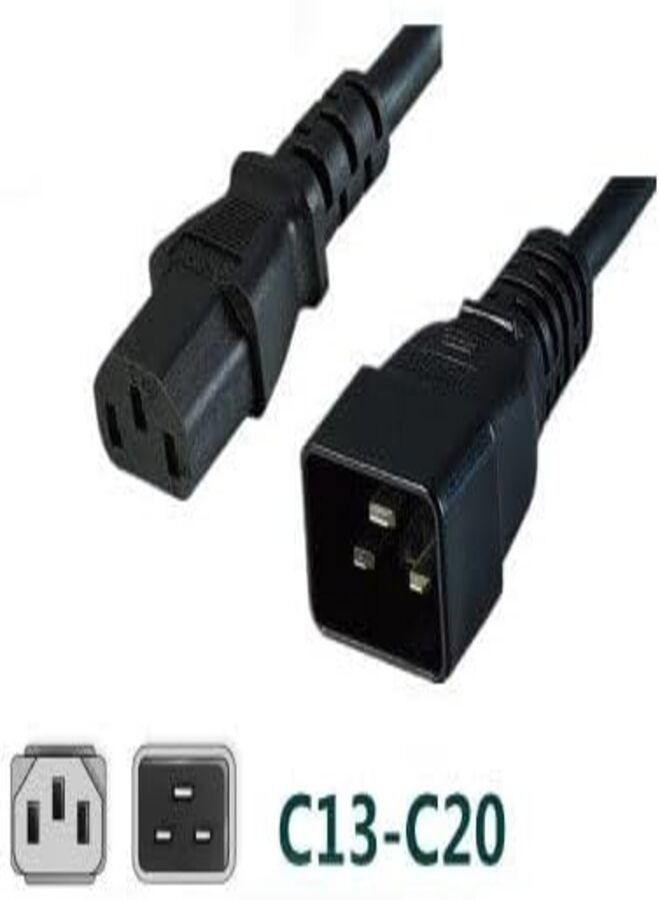 DKURVE® C20 to C13 Extension Heavy Duty Power Cable Black 1.5MM, Length 3Meter