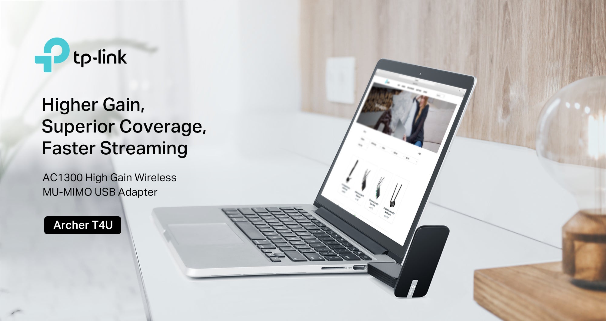 Archer T4U AC1300 Wireless Dual Band USB Adapter, USB 3.0 Wireless Network Dongle with Foldable High Gain Antenna for PC/Laptop, Works with Windows, Mac OS Black