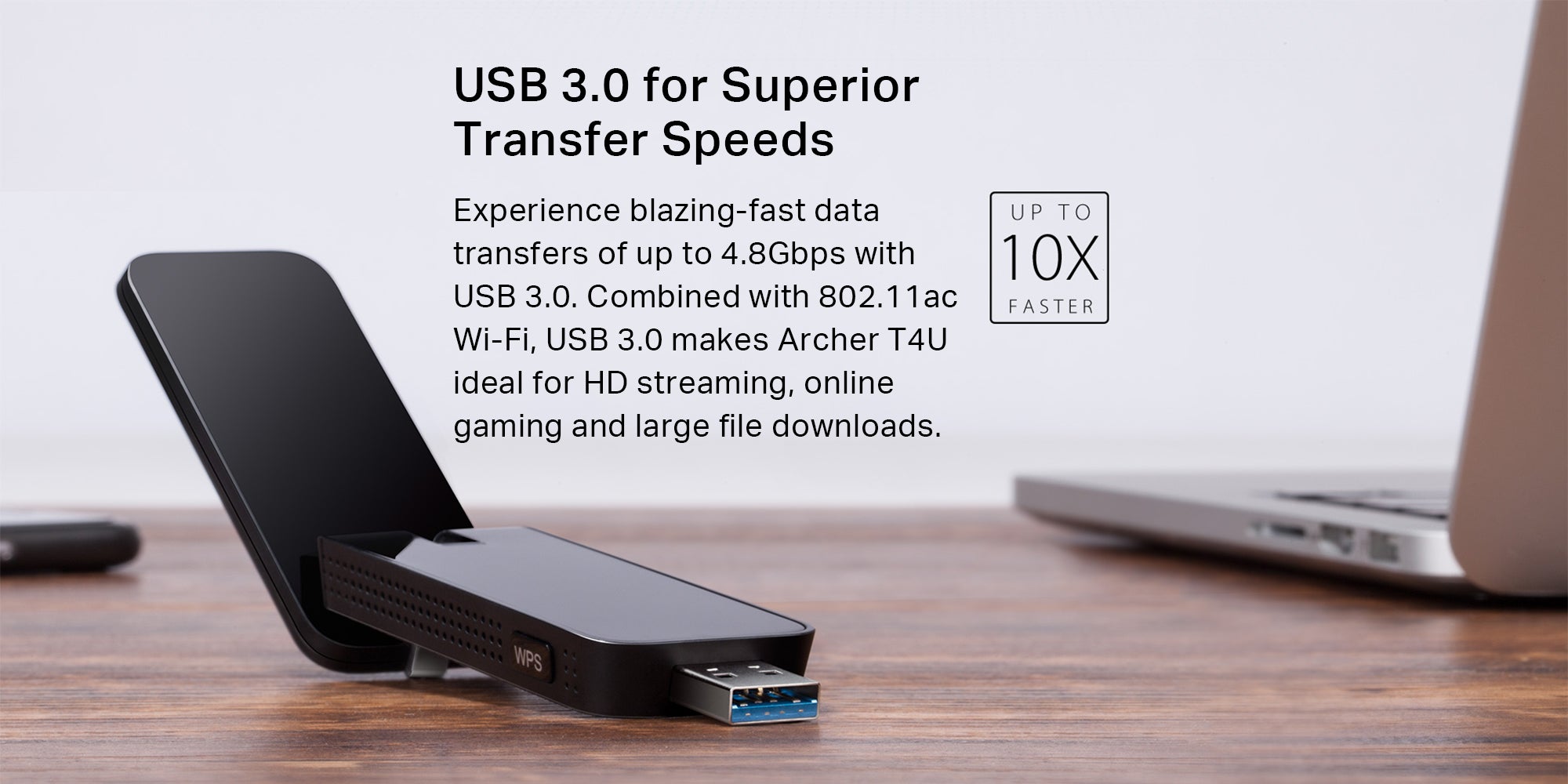 Archer T4U AC1300 Wireless Dual Band USB Adapter, USB 3.0 Wireless Network Dongle with Foldable High Gain Antenna for PC/Laptop, Works with Windows, Mac OS Black