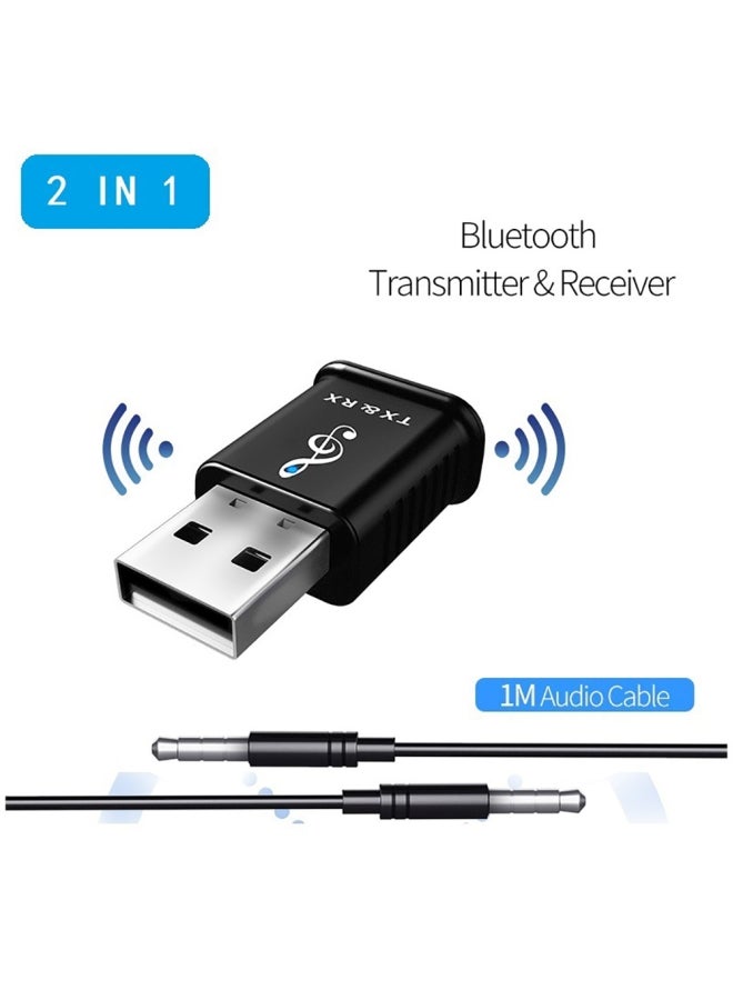 2-In-1 USB Bluetooth Adapter Transmitter Receiver Black