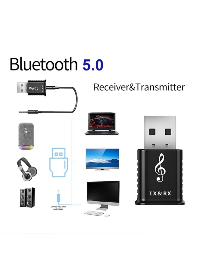 2-In-1 USB Bluetooth Adapter Transmitter Receiver Black