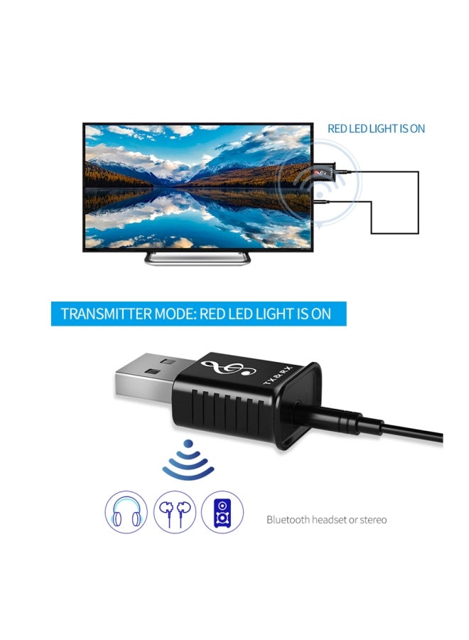 2-In-1 USB Bluetooth Adapter Transmitter Receiver Black