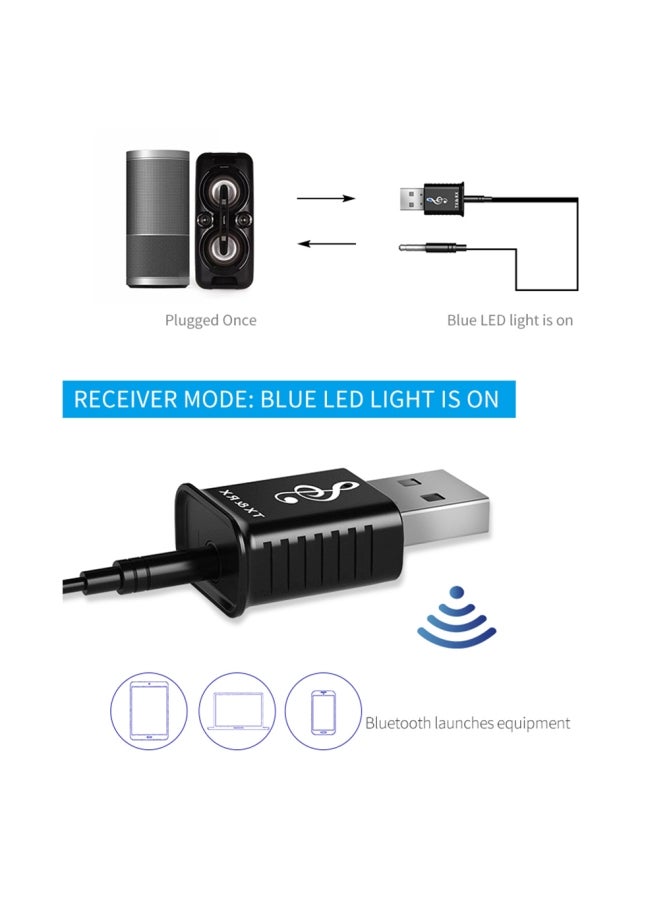 2-In-1 USB Bluetooth Adapter Transmitter Receiver Black