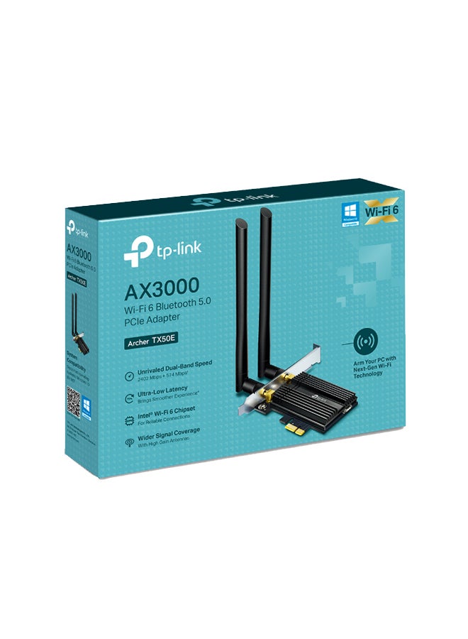 AX3000 Wi-Fi 6 Bluetooth 5.0 PCIe Adapter Black