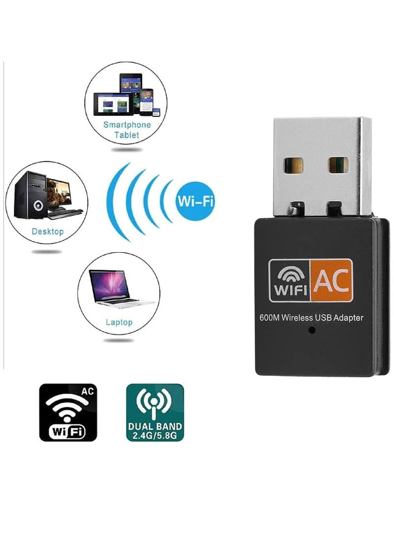 Dual Band 5GHz/2.4GHz WiFi Adapter, USB Network Card Adapter, 5G Computer Receiver, Mini 2.4G 8811 External Wireless Network Card for Windows