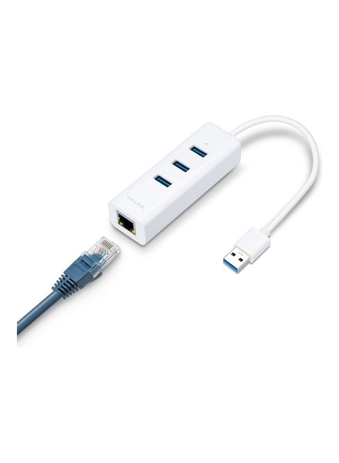 3-Port USB 3.0 Mini Data Hub Adapter White