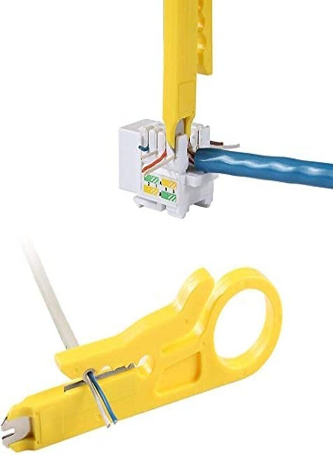 DKURVE® Punch Down Tool with 5-Pack RJ45 Cat6 Keystone Jack, Mini Wire Stripper Tool