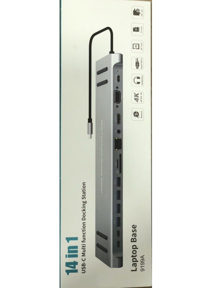 USB C Docking Station Dual Monitor 14 in 1 USB-C Laptop Docking Station USB Type C Hub Multiport Adapter