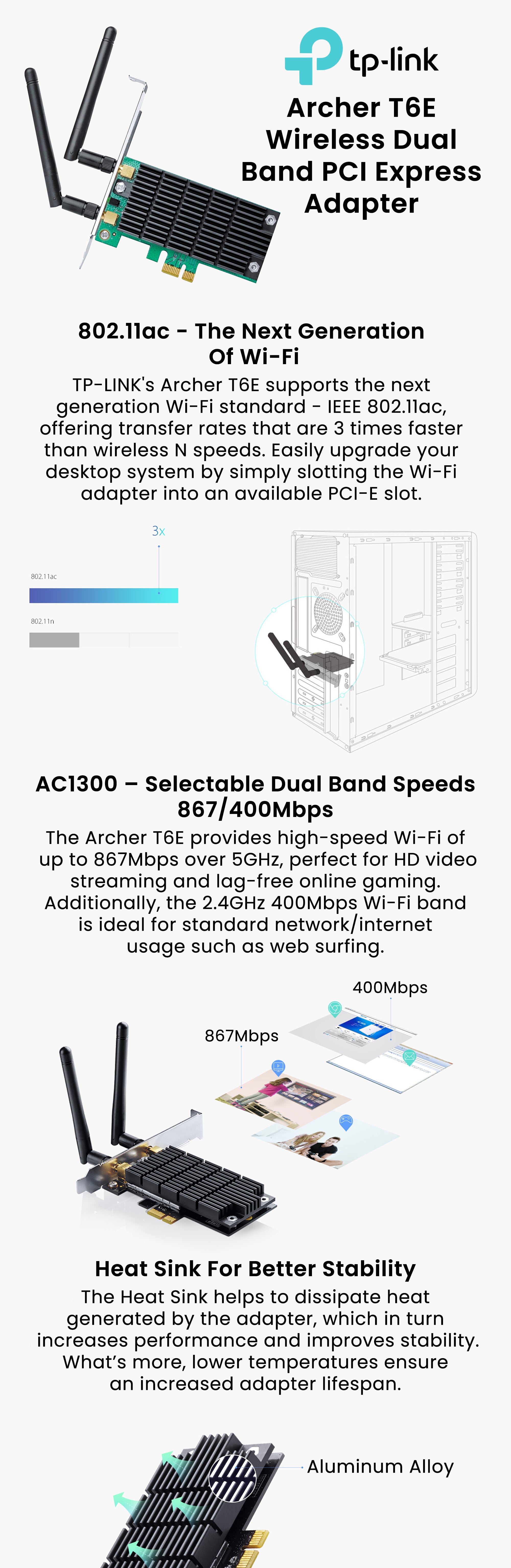 Archer T6E Wireless Dual Band PCI Express Adapter Black/Green