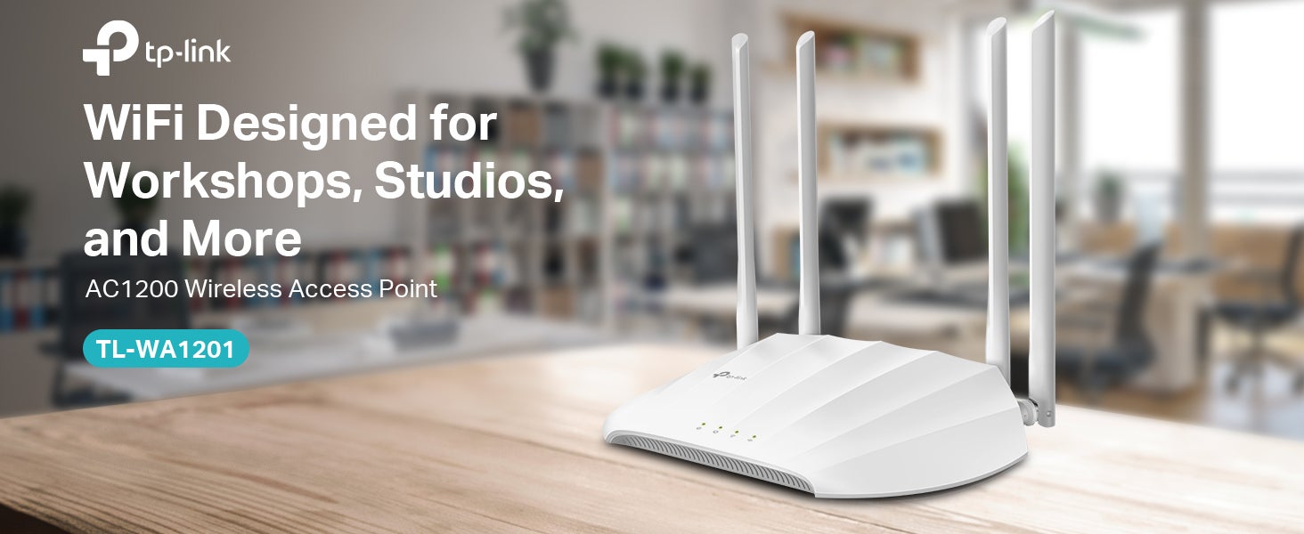TL-WA1201 AC1200 Wireless Gigabit Access Point, Desktop WiFi Bridge, MU-MIMO & Beamforming, Supports AP/Multi-SSID/Client/RE Mode, 4 External Antennas, PoE Powered White