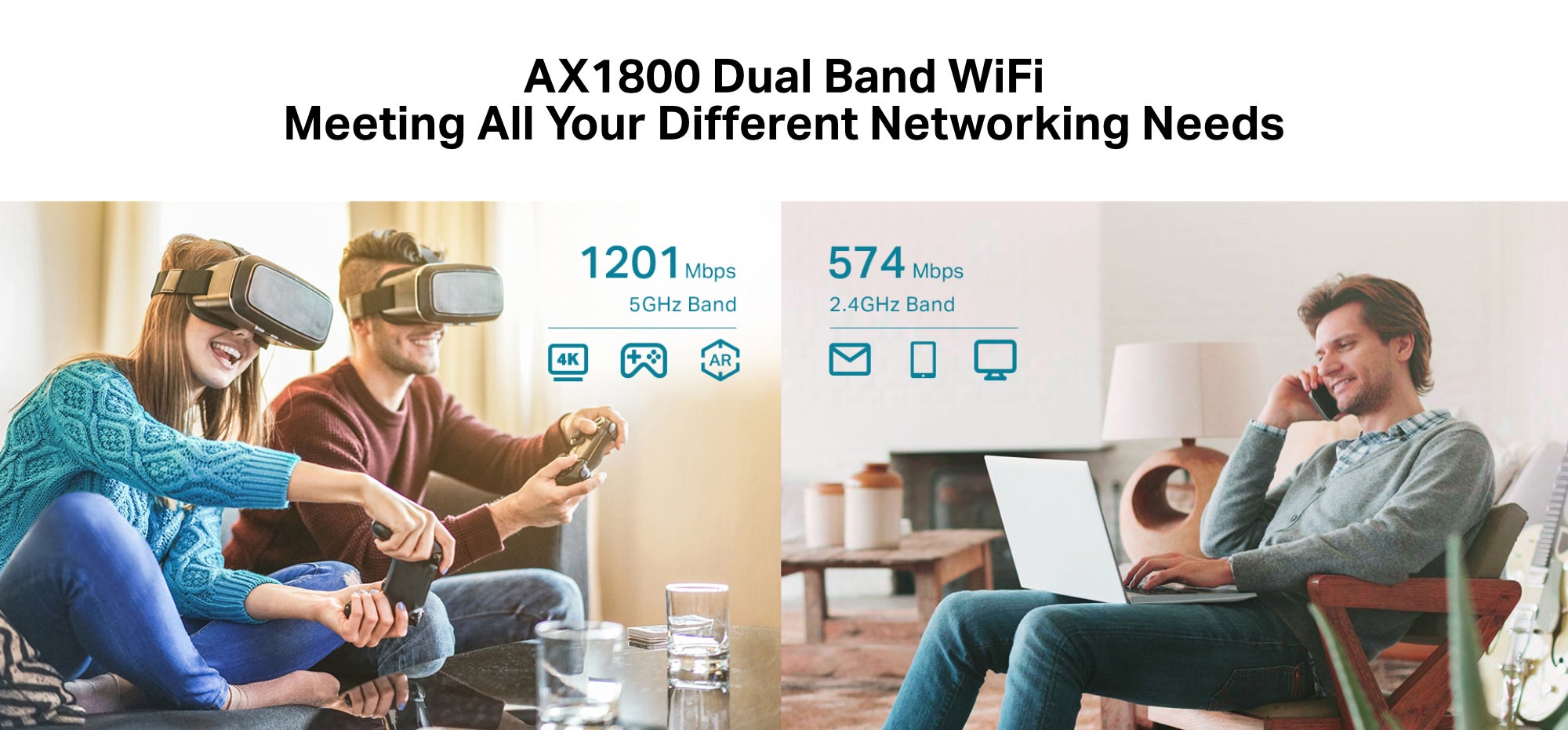 AX1800 Wi-Fi 6 Range Extender, 1201Mbps Fast Speed, Dual Band, High Speed Mode, Gigabit Port, Access Point Mode, Works with any Wi-Fi Router, RE605X, White