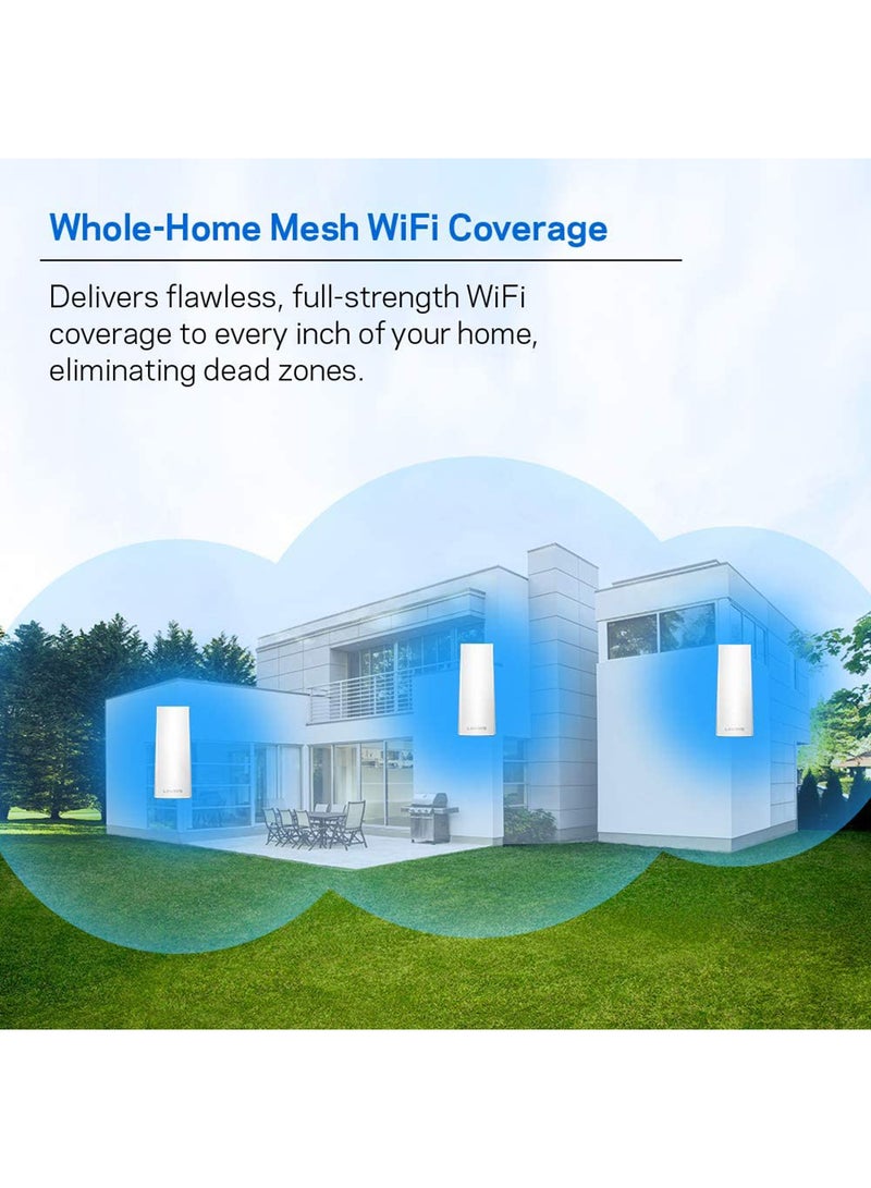 WHW0303 Velop WiFi 5 Tri-Band Whole Home Mesh Wi-Fi System (AC6600 Wi-Fi Router/Wi-Fi Extender for Seamless Coverage, Parental Controls, 3-Pack, Covers Up to 6,000 sq ft) White