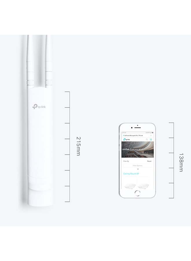 EAP110 N300 Wireless N Outdoor Access Point, Up to 300Mbps Wi-Fi with 2x2 MIMO technology, Passive PoE, Omada Software Controller White