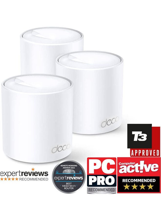 Deco X20 (3-Pack) AX1800 Whole Home Advanced Mesh Wi-Fi 6 System, Coverage for 4-6 Bedroom Houses, Connect up to 150 Devices, WPA3 Security & Built-in Antivirus, Parental Controls, Works with Alexa White