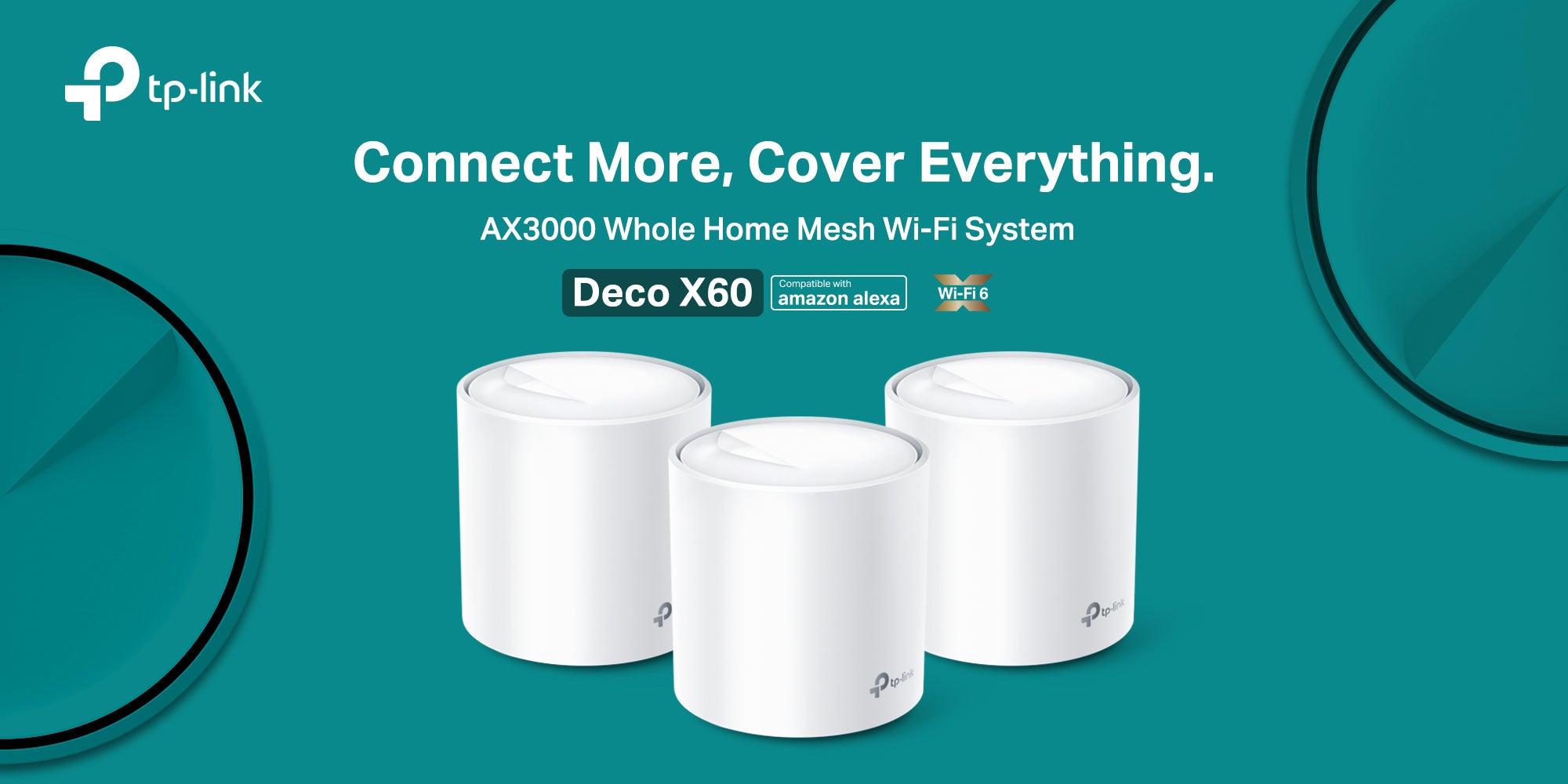 Deco X60 (3-Pack) AX3000 Whole Home Advanced Mesh Wi-Fi 6 System, Coverage for 4-7+ Bedroom Houses, Connect up to 150 Devices, WPA3 Security & Built-in Antivirus, Parental Controls, Works with Alexa White